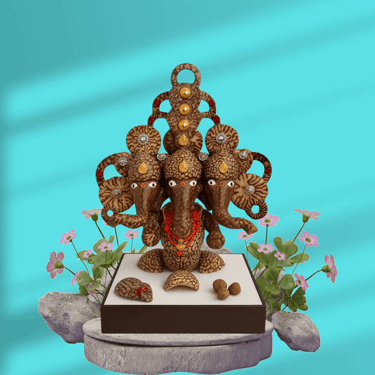 Three-Faced Betel Nut Ganesh Idol