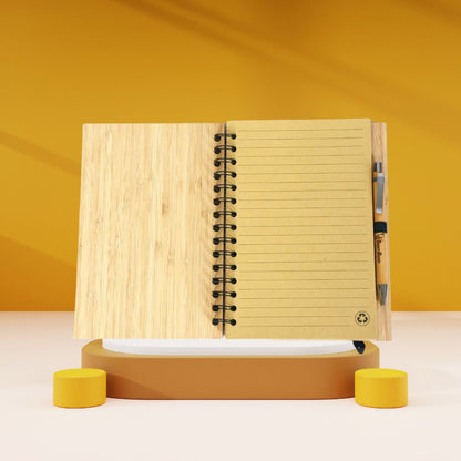 Handcrafted Bamboo Diary with Pen