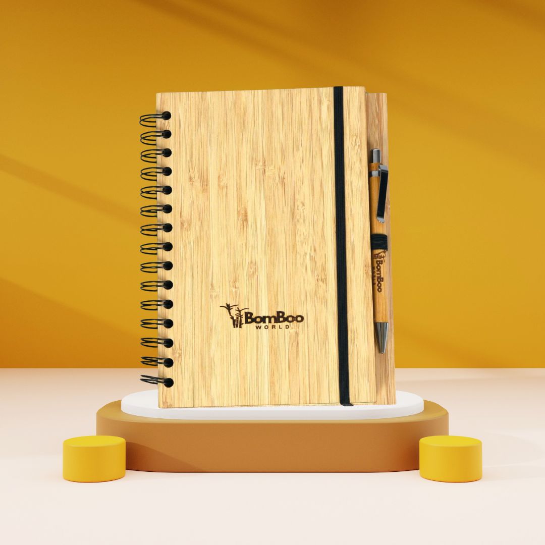 Handcrafted Bamboo Diary with Pen