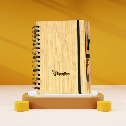 Handcrafted Bamboo Diary with Pen