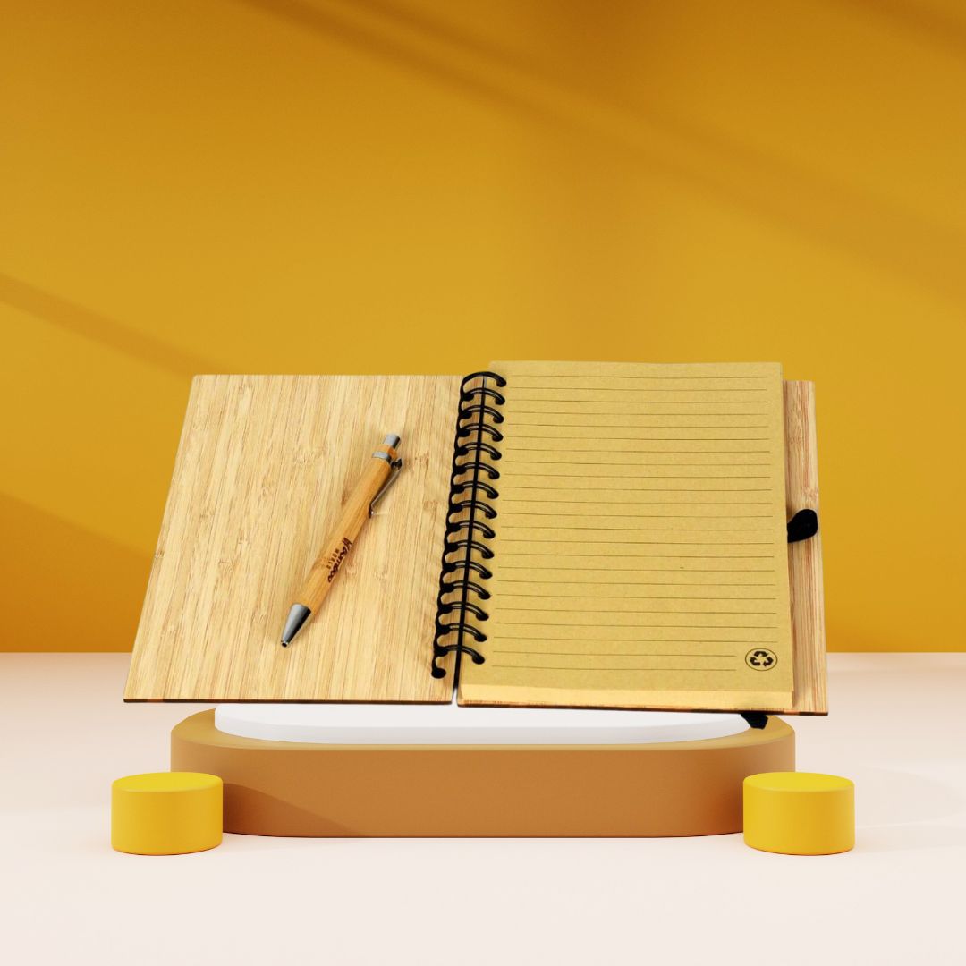 Handcrafted Bamboo Diary with Pen