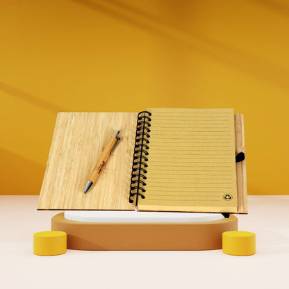 Handcrafted Bamboo Diary with Pen
