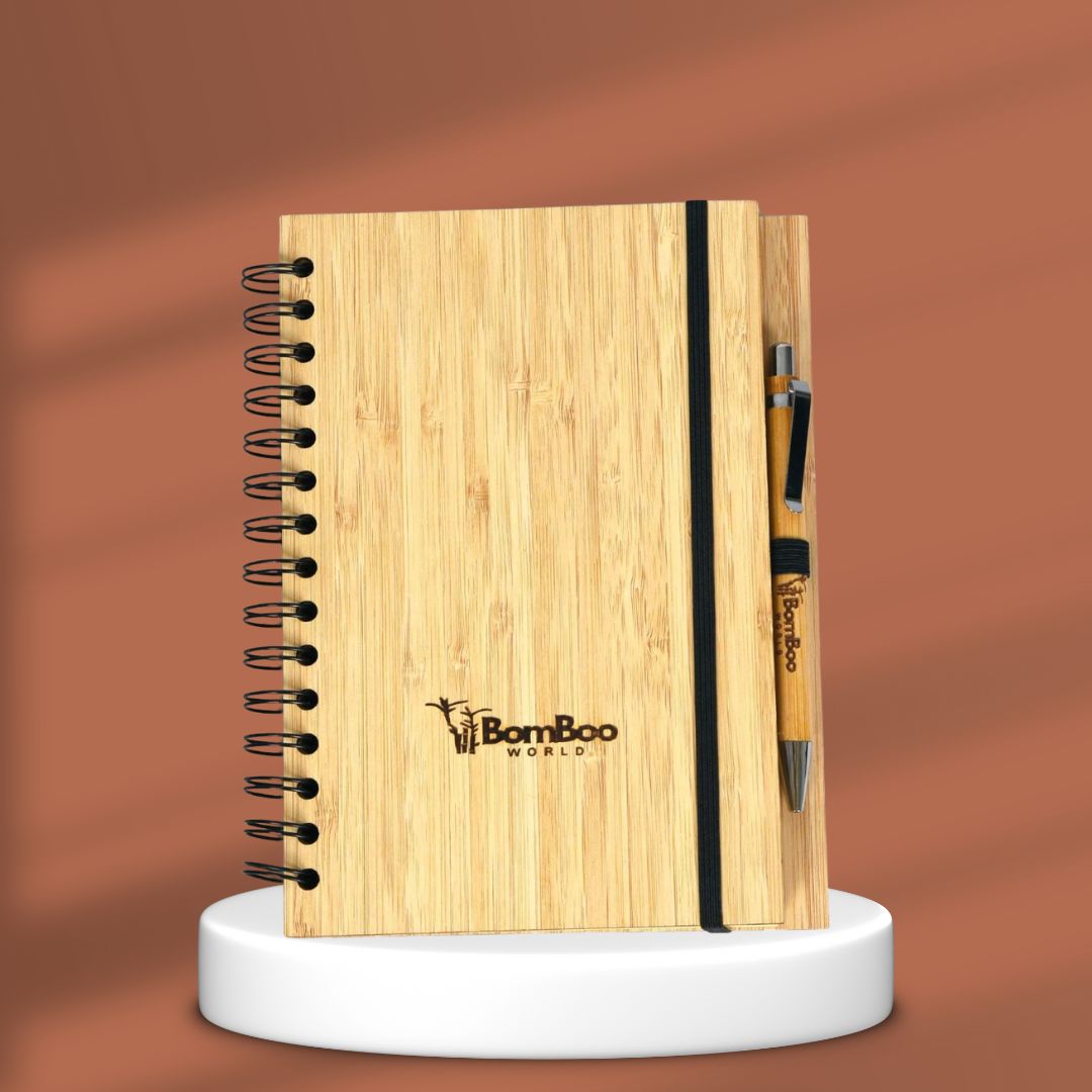 Handcrafted Bamboo Diary with Pen